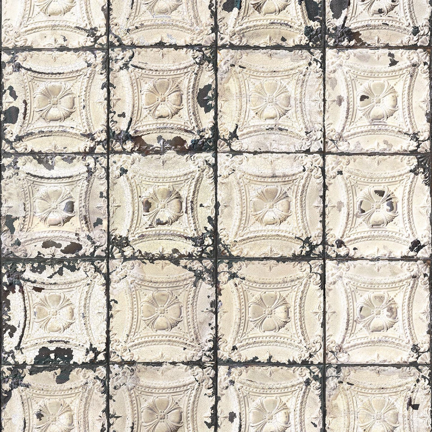 Brooklyn Tin Tiles Wallpaper- White