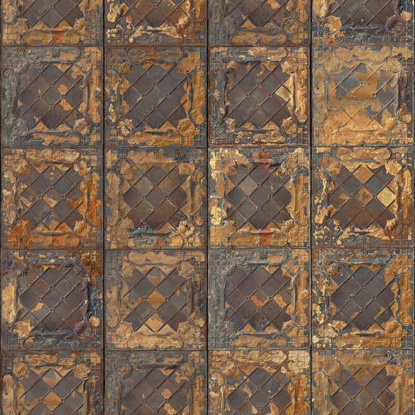 Brooklyn Tin Tiles Wallpaper- Metallic Brown 08