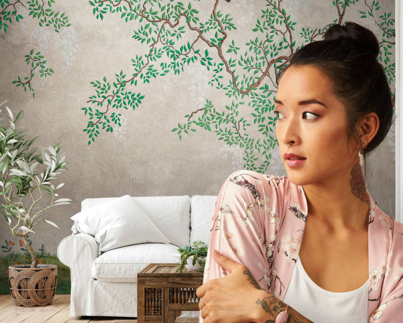 Chinoiseries Tree - Custom Sized Wallpaper Mural (per m2)