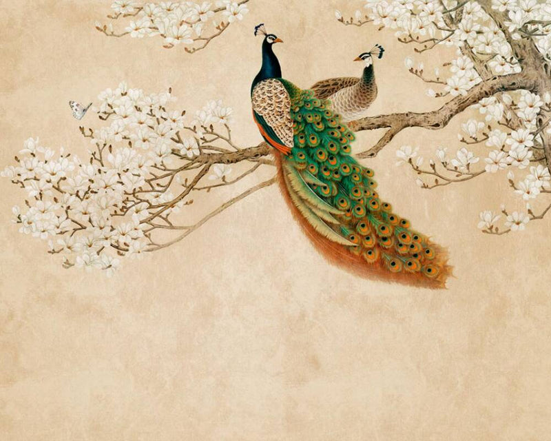 Magnolia Peacock Mural