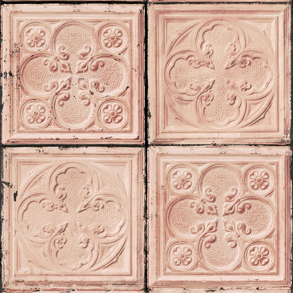 Brooklyn Tin Tiles Wallpaper- Pink 06