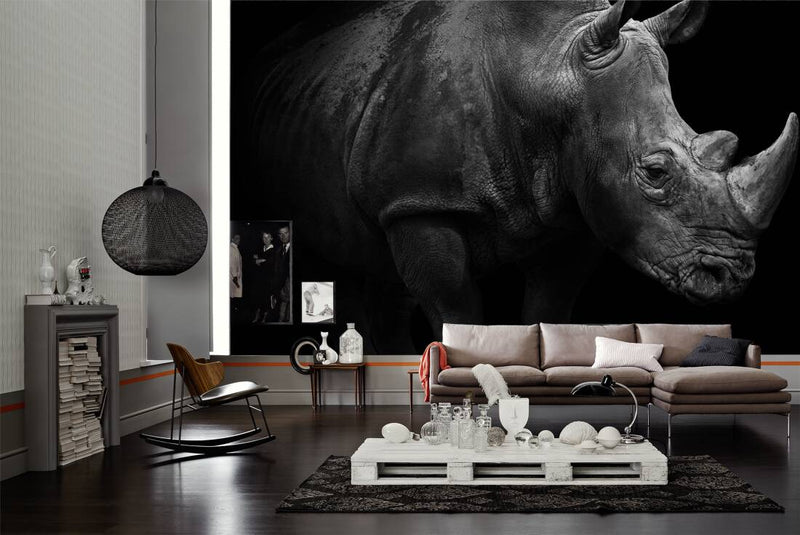 Rhino Breakthrough - Custom Sized Wallpaper Mural (per m2)