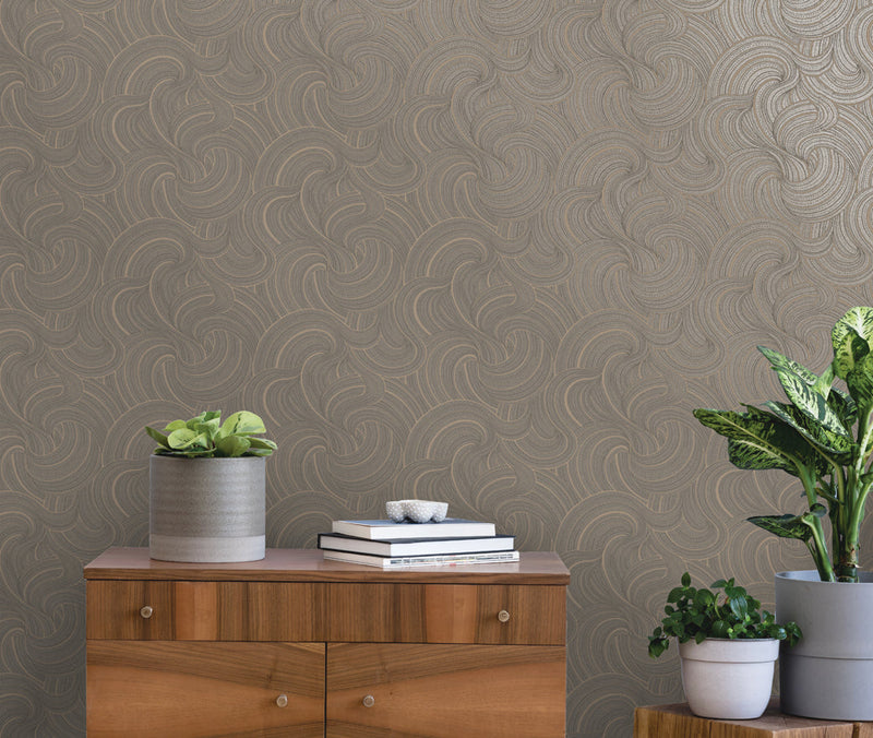 Auroa Wallpaper - Slate/Rose Gold
