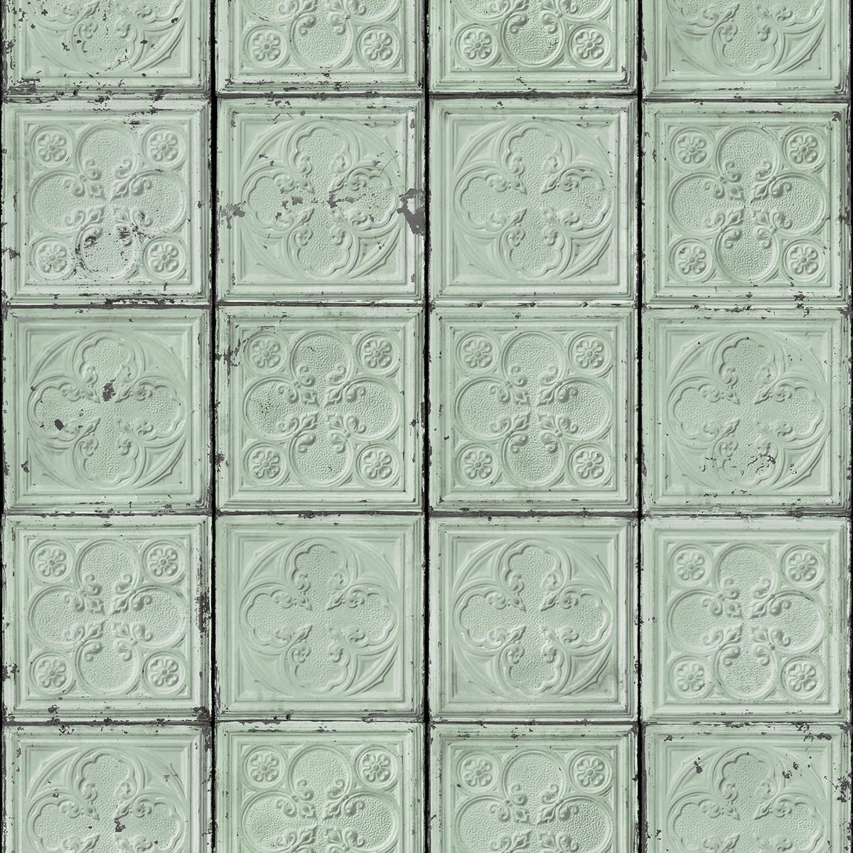 Brooklyn Tin Tiles Wallpaper- Green