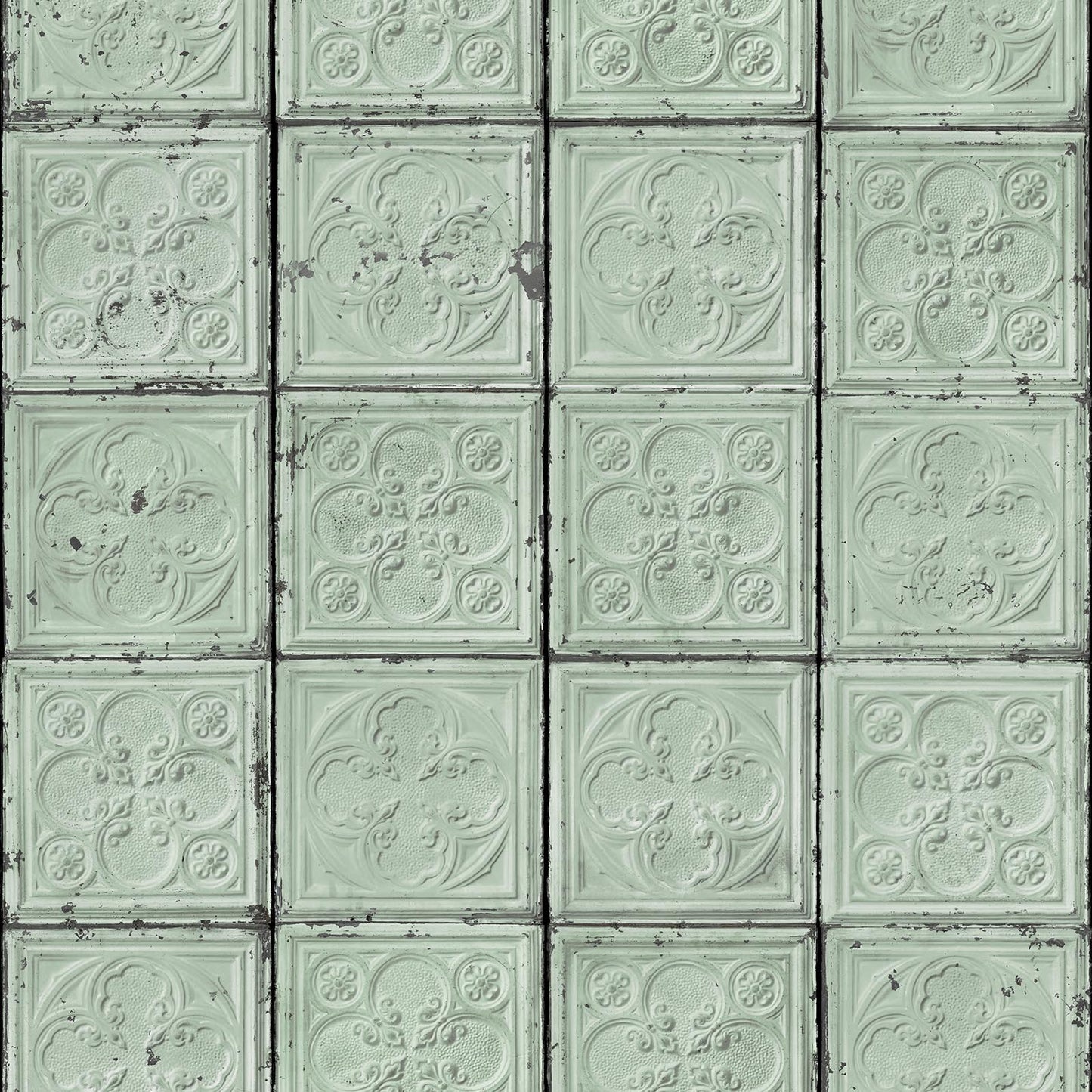 Brooklyn Tin Tiles Wallpaper- Green