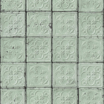 Brooklyn Tin Tiles Wallpaper- Green