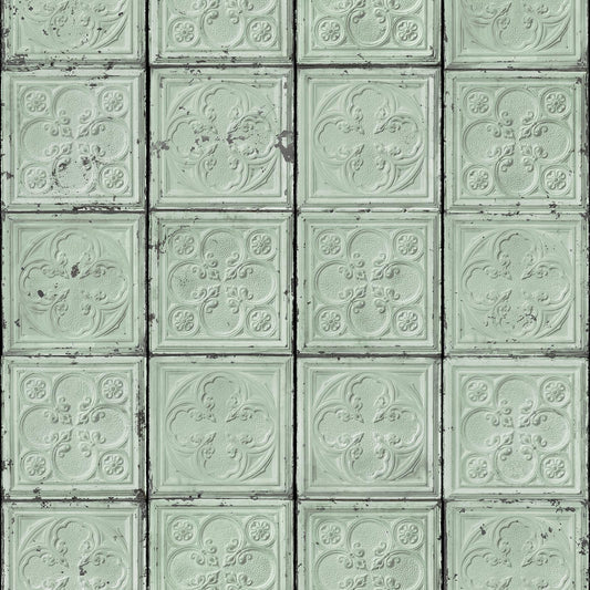 Brooklyn Tin Tiles Wallpaper- Green