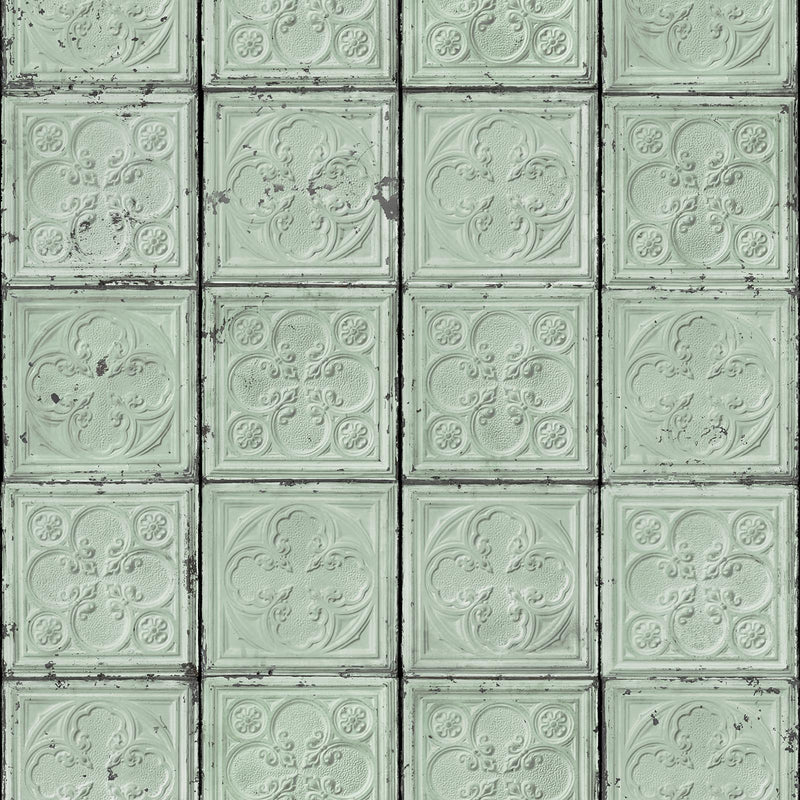 Brooklyn Tin Tiles Wallpaper- Green 05