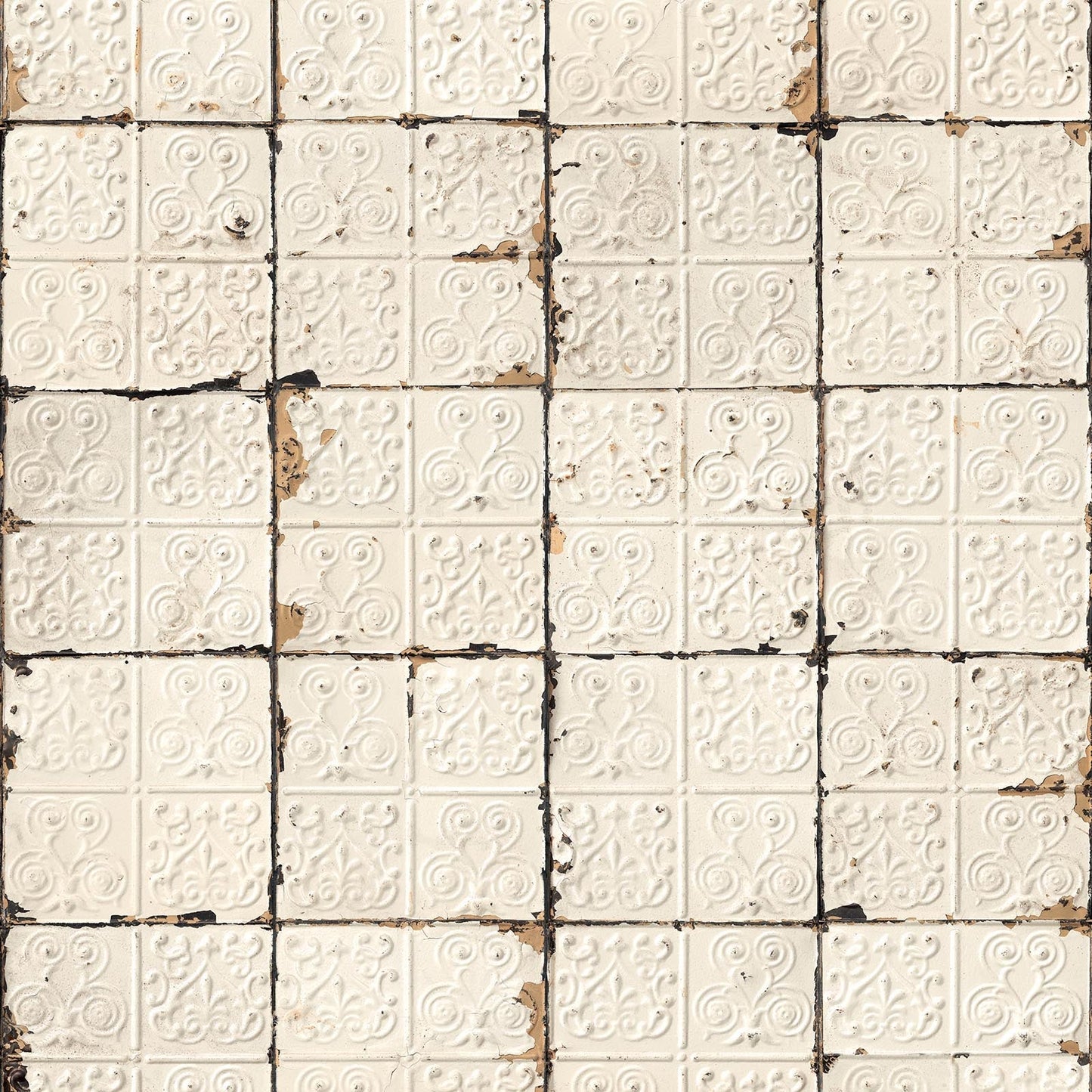 Brooklyn Tin Tiles Wallpaper- Off White