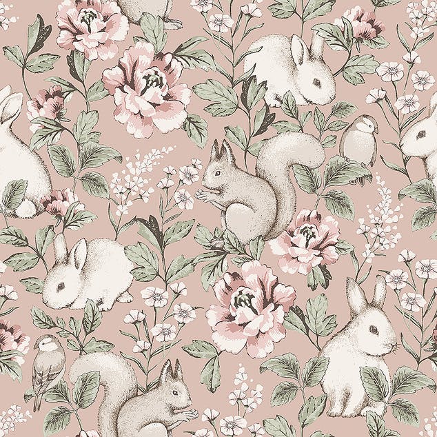 Rabbit Forest Woodland Wallpaper - 3 Colours