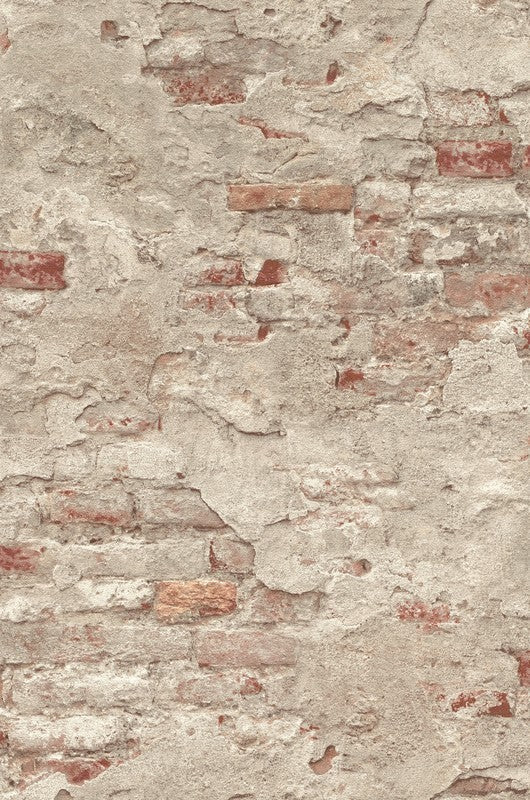Distressed Brick Wall Wallpaper - Grey