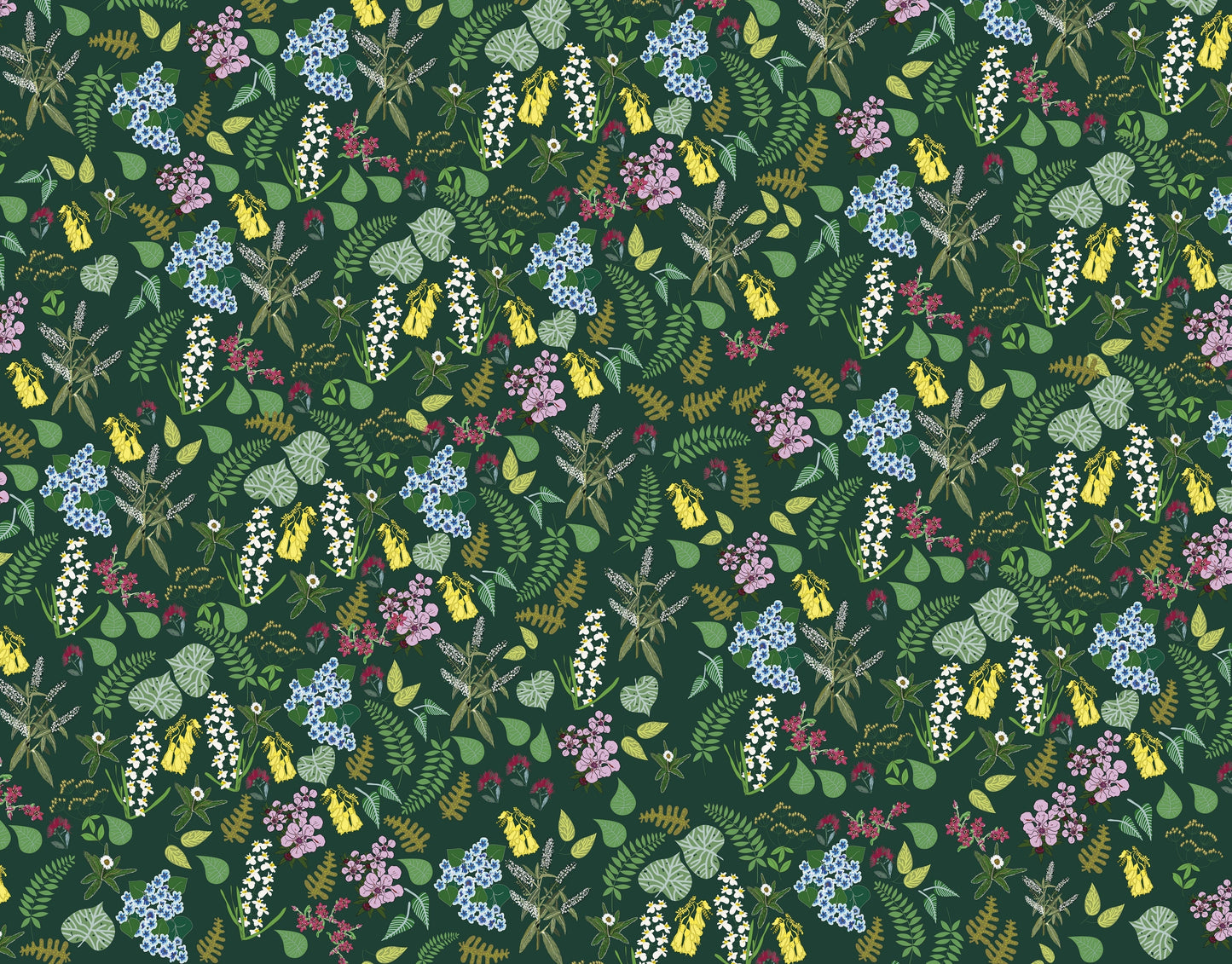 Abel Tasman - Forest Green - Custom Sized Wallpaper Mural (per m2)
