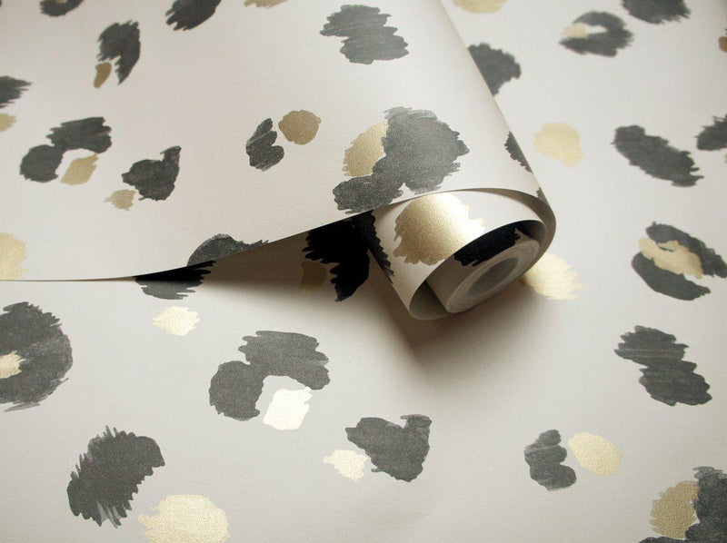 Large Leopard Spotl Print Wallpaper - Cream