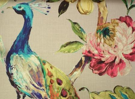 Arundel Peacock Fabric - Velvet or Linen NZ-Fabric