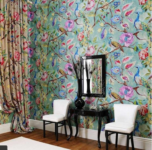 Arundel Peacock Wallpaper x 2 Rolls NZ-Wallpaper