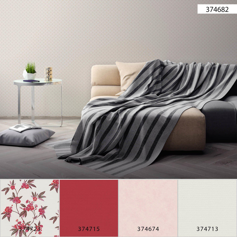 Asian Fusion Textured Wallpaper - Cream/White/Grey