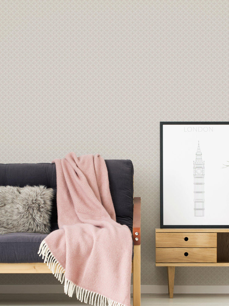 Asian Fusion Textured Wallpaper - Cream/White/Grey