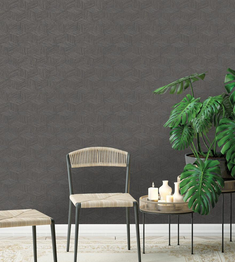 Bakau Grasscloth Wallpaper - Charcoal