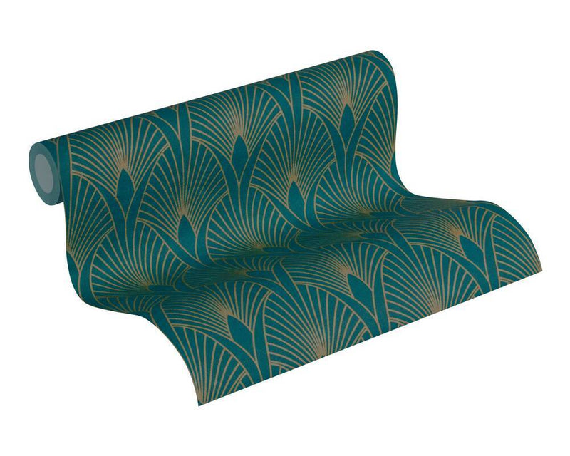 Baroque Wallpaper - Green/Gold