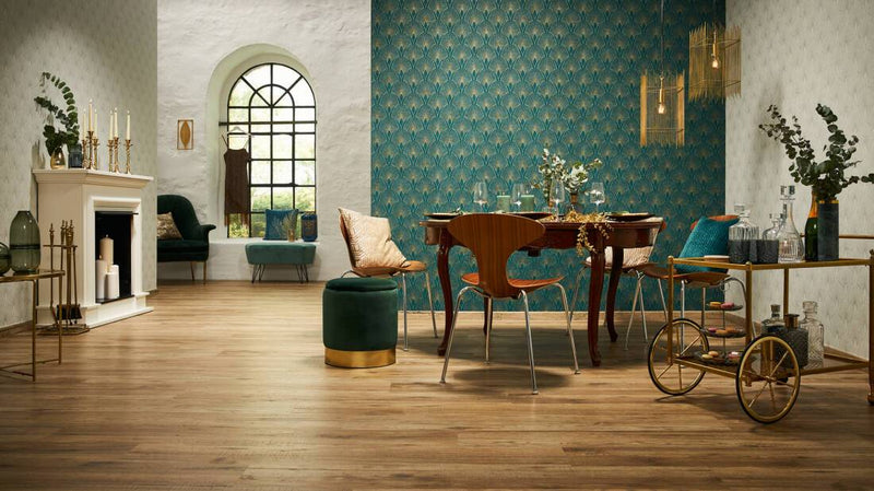 Baroque Wallpaper - Green/Gold