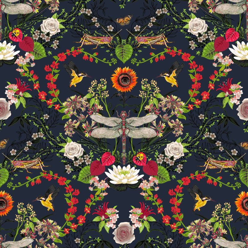 Dragon Fly Velvet - Indigo