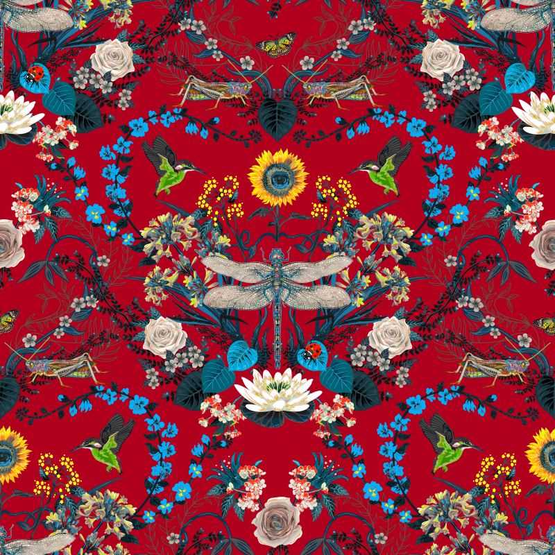 Dragon Fly Velvet - Scarlet