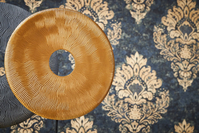 Blue and Gold Damask Wallpaper