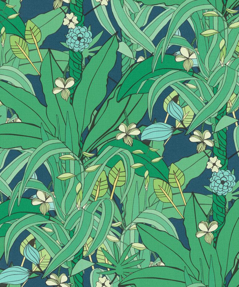 Blue/Green Tropical Wallpaper