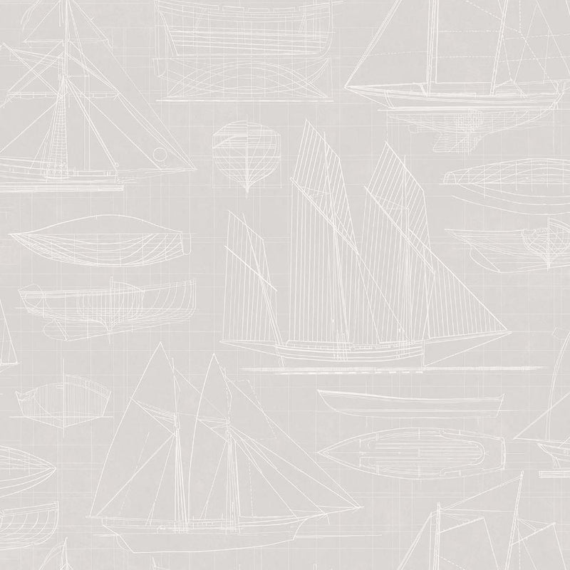 Boat Sketch Wallpaper - 5 Colours NZ-Wallpaper