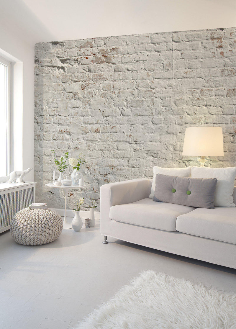 Brick White Wall Mural Room