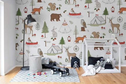 Camping Trip - Mural - 2 Colours NZ-Wallpaper