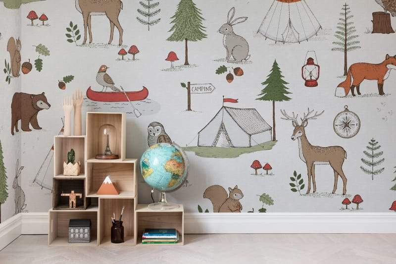Camping Trip - Mural - 2 Colours NZ-Wallpaper