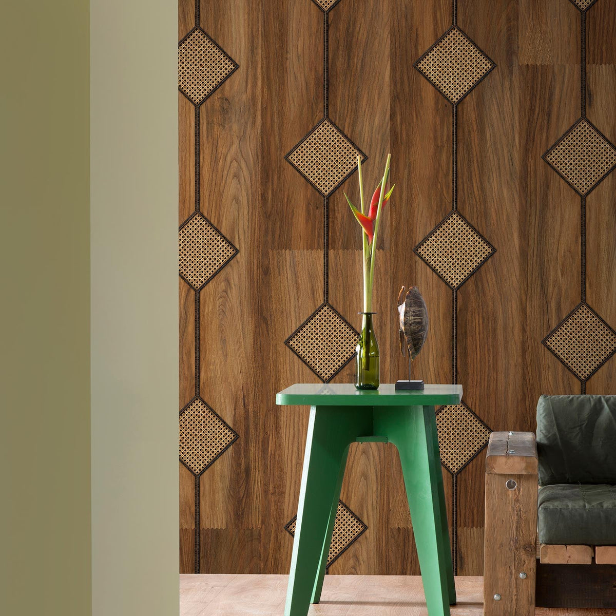 Black Cane Diamond Webbing Wallpaper -SALE