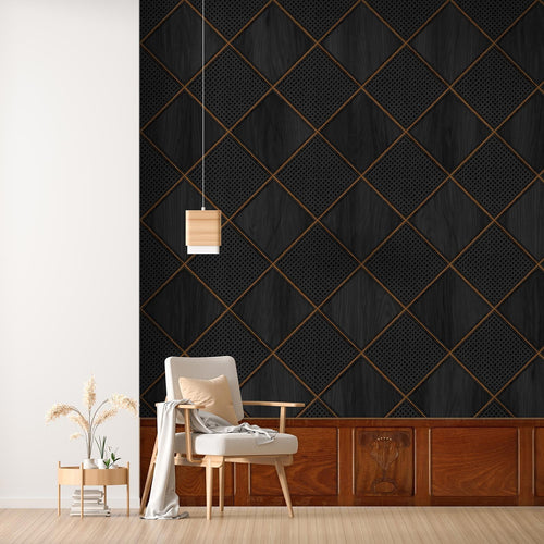 Cane Webbing and Wood Black Wallpaper NZ-Wallpaper