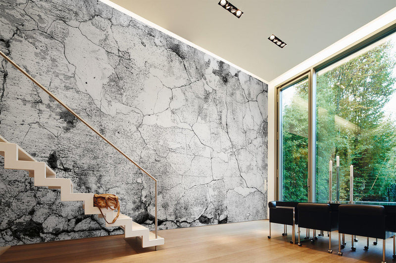Cement Cracked Wall Mural room shot