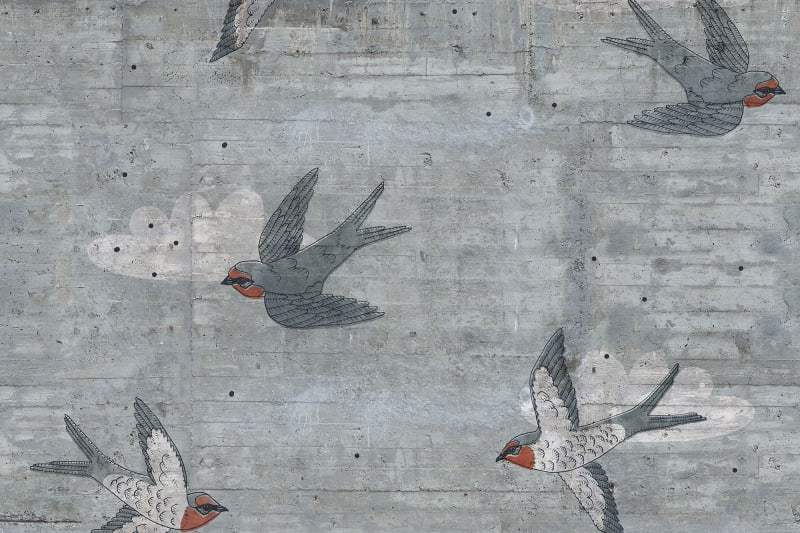 Concrete Swallows Mural - 2 Colours