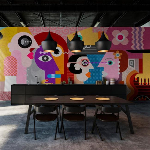Couples Mural - Cubist Style Wallpaper