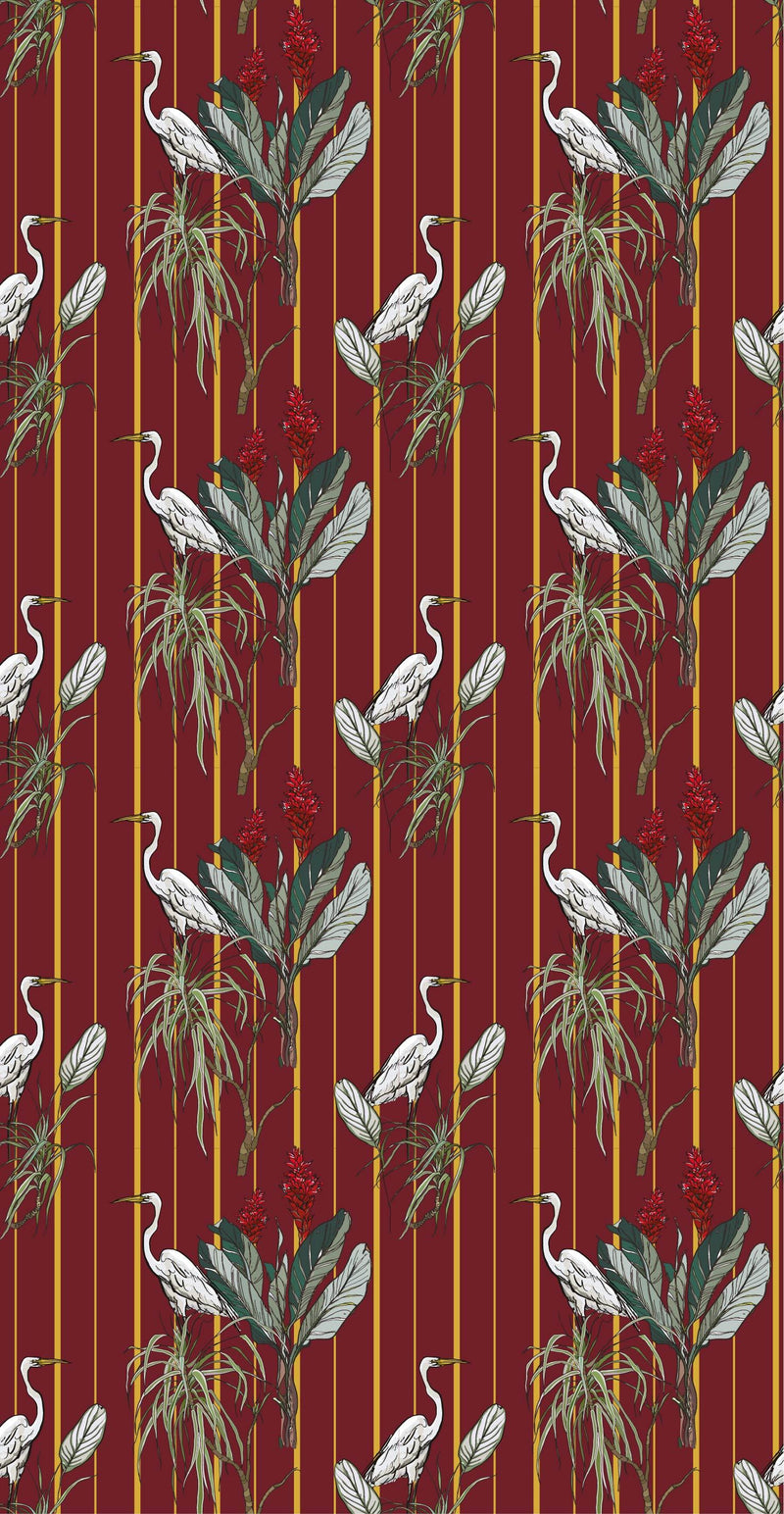 Crane Wallpaper - Berry Red