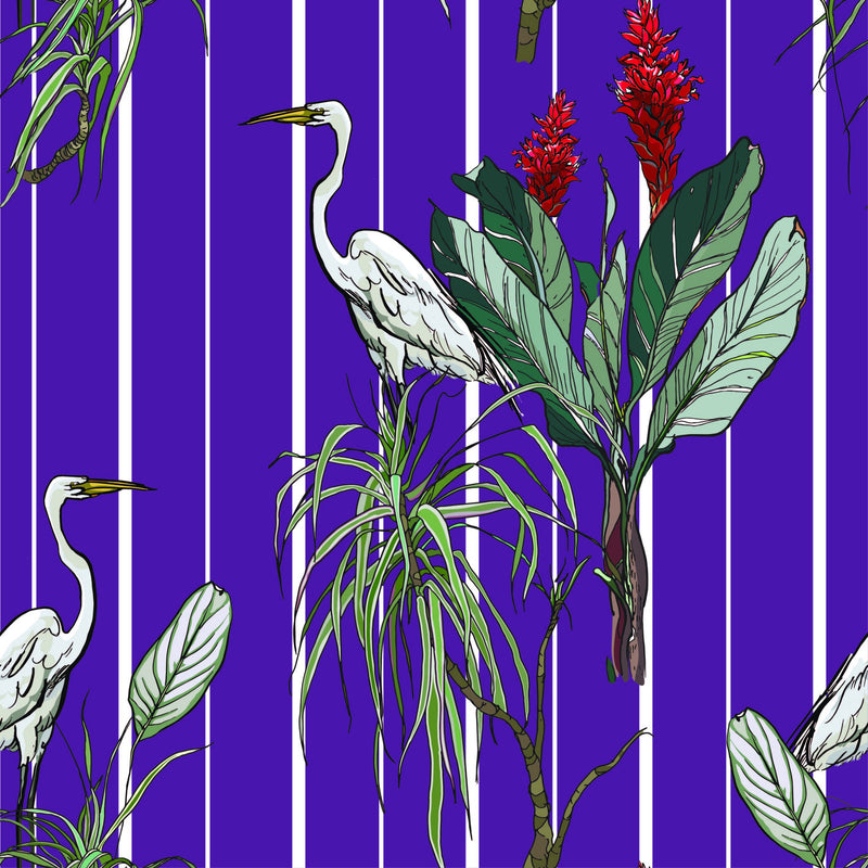 Crane and Leaf Wallpaper - SALE