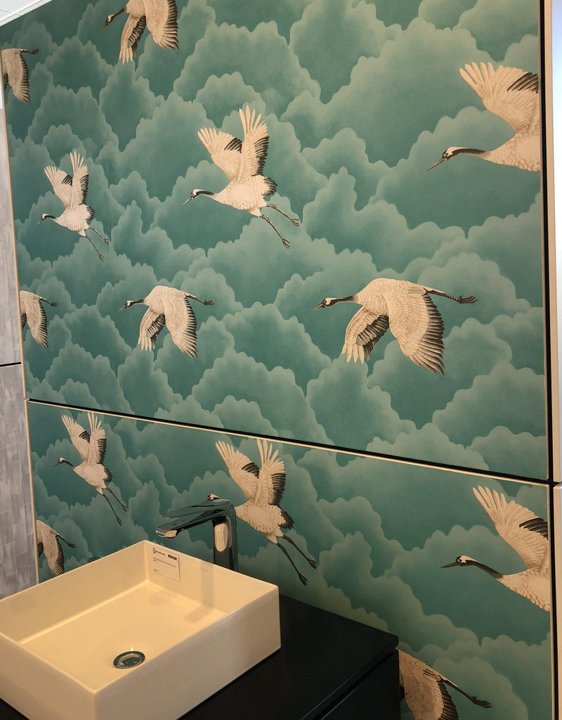 Crane Wallpaper - Turquoise