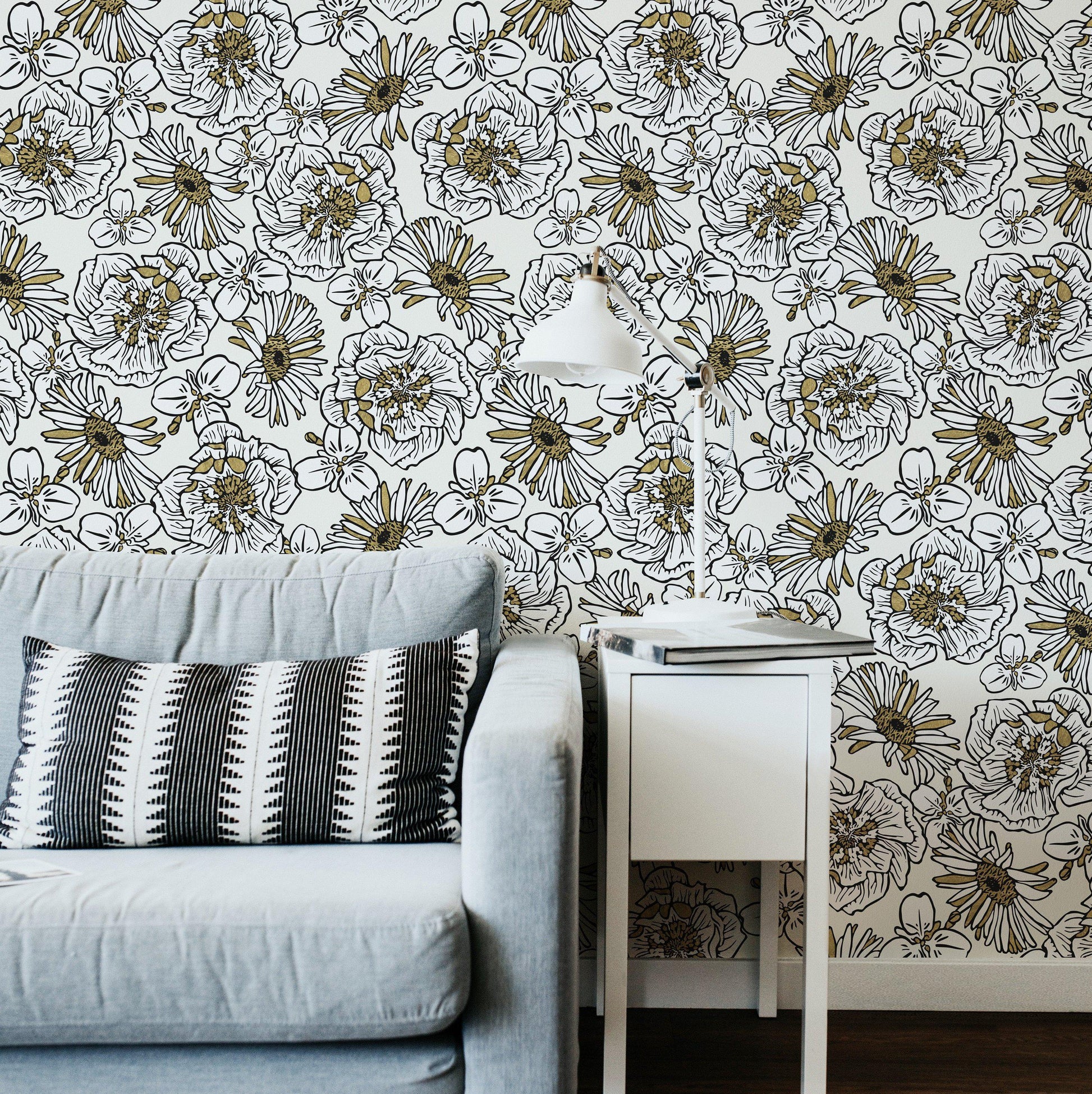 Cream/Gold Floral Wallpaper - NZ