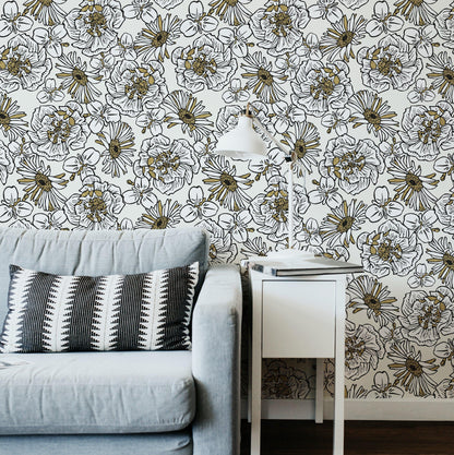 Cream/Gold Floral Wallpaper - NZ