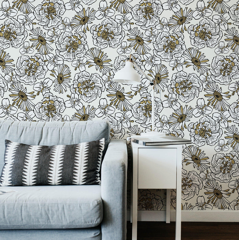 Cream/Gold Floral Wallpaper - NZ