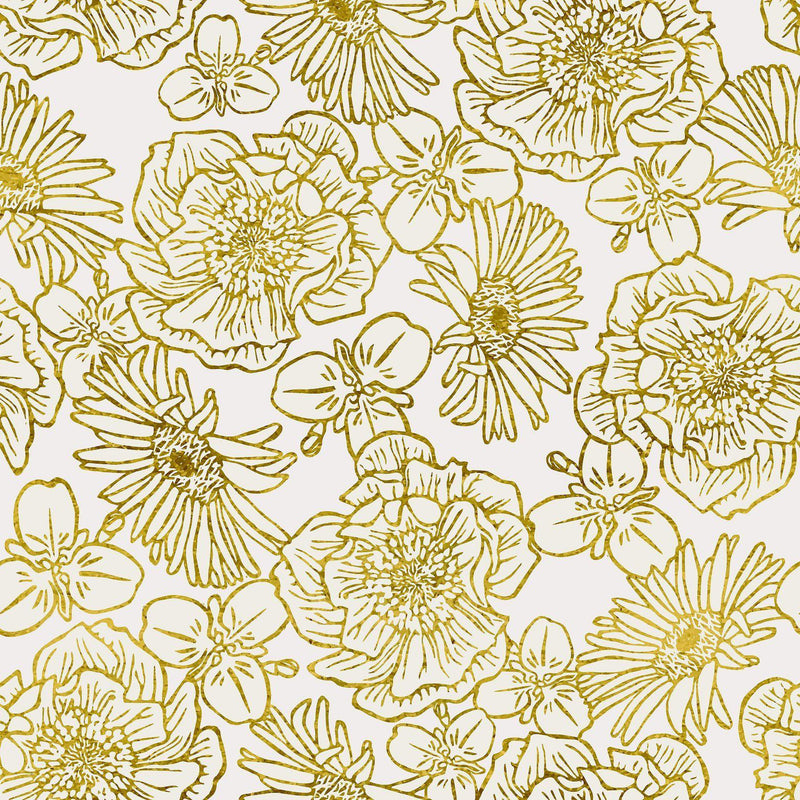 Cream/Gold Floral Wallpaper - NZ