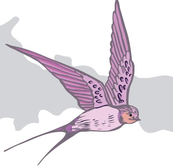 Custom Colour - Lilac - Birds Fly Wallpaper