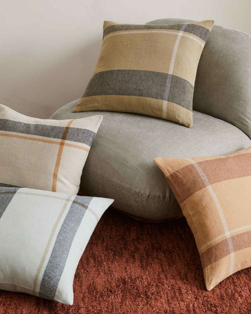 Dante Linen Placement Check Cushion - 6 Colours