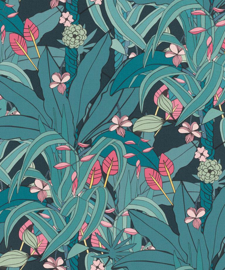 Dark/Green Tropical Wallpaper