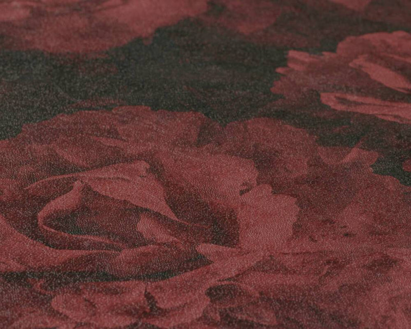 Deep Red Floral Wallpaper
