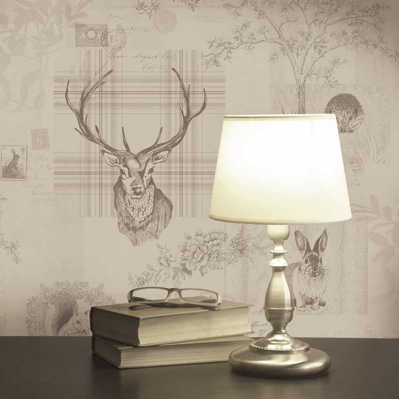 Deer Wallpaper - Beige Charcoal