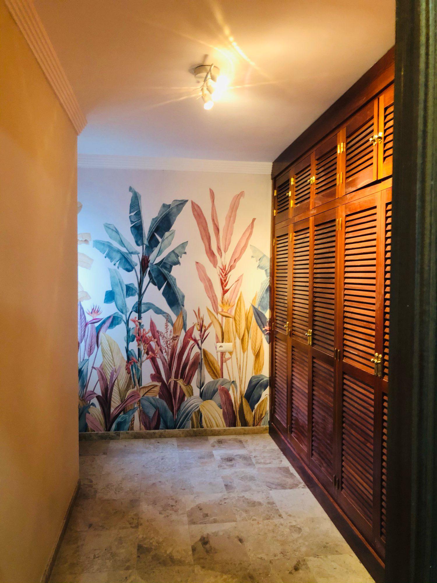 Dreamy Banana Leaf Mural - Real Photo